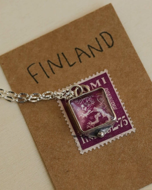 finland stamp pendant & chain