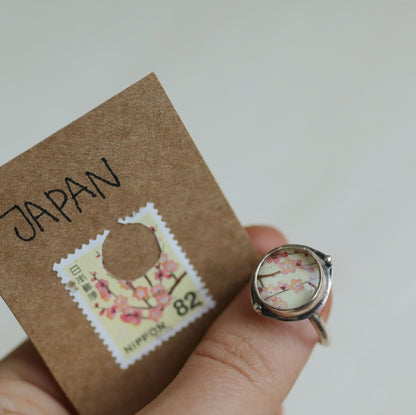 japan cherry blossom stamp ring [size 8.5]