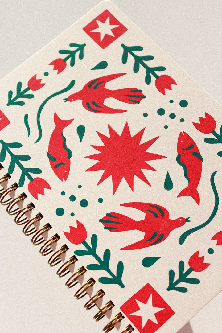 folk flower coil notebook [lined]