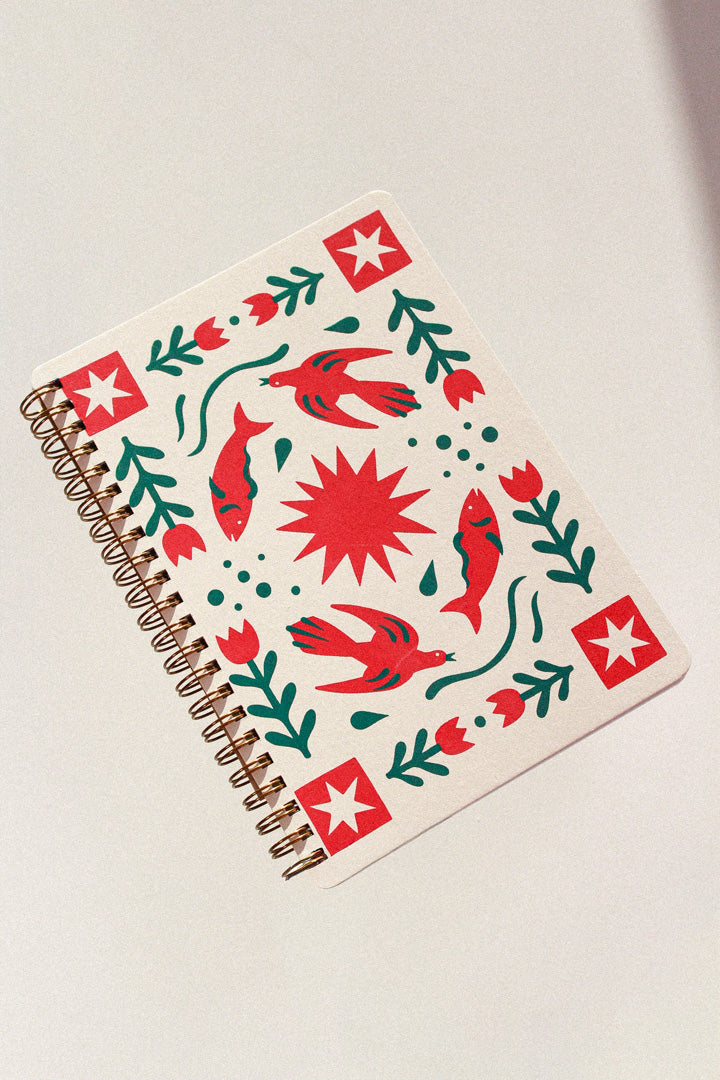folk flower coil notebook [lined]