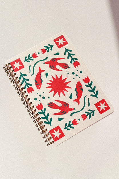folk flower coil notebook [lined]