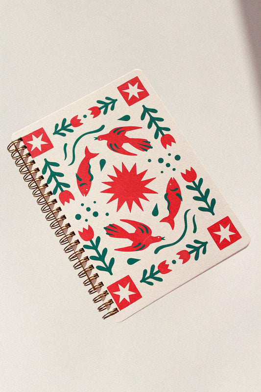 folk flower coil notebook [lined]
